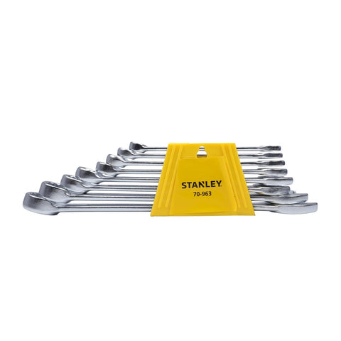 Stanley 70-963E 8-piece Chrome Vanadium combination spanner set with Maxi-Drive anti-slip technology for automotive repair and workshop maintenance