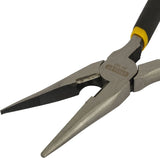 Stanley 84-102 8 inch drop-forged steel long nose plier with oil-resistant handle for electrical automotive and mechanical maintenance