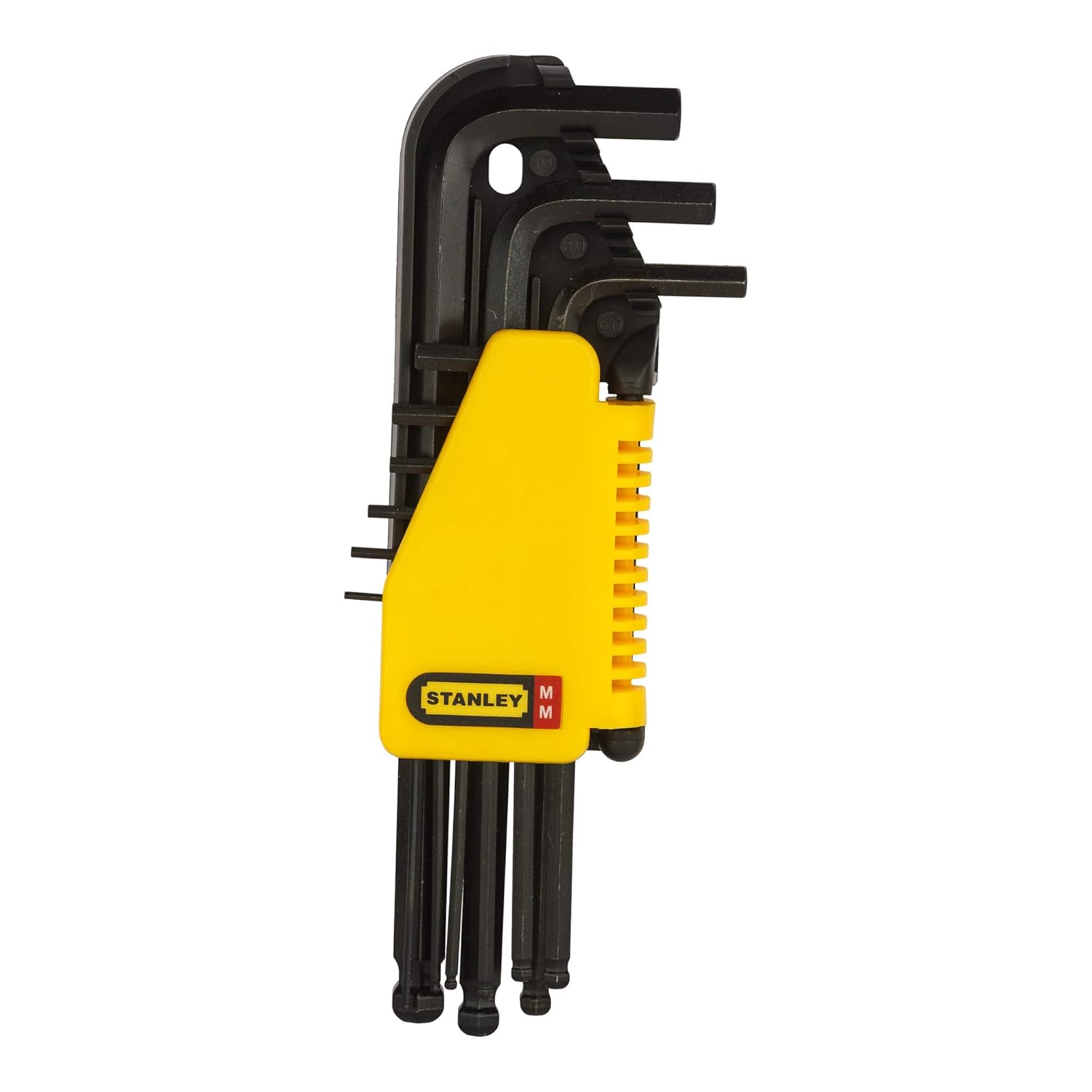 Stanley 69-256 9-piece S2 alloy steel long arm ball-end metric hex key set for automotive machinery bicycle and workshop applications