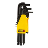 Stanley 69-256 9-piece S2 alloy steel long arm ball-end metric hex key set for automotive machinery bicycle and workshop applications