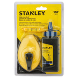 Stanley STHT47-443 30M Chalk Line Set with Blue Chalk and Line Level for Construction Carpentry Masonry Roofing and Layout Marking