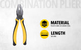 Stanley 70-482 8 inch combination plier with bi-material handle and serrated jaws for electrical automotive and workshop maintenance