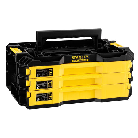 STANLEY FATMAX FMMT98107-1 126-Piece 3-Drawer Tool Box with Sockets Ratchets Wrenches and Screwdrivers for Automotive Workshop Repair