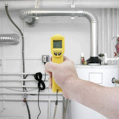 Stanley STHT0-77365 infrared thermometer -38°C to 520°C with 8:1 distance-to-spot ratio for HVAC electrical and industrial inspection