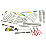 STANLEY 99-059 132-Piece Metric & A/F Tool Kit with Sockets Ratchets Wrenches and Screwdrivers for Automotive Workshop Repair