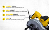 Stanley SC16 1600W 190mm circular saw 5500 RPM for timber cutting, carpentry, furniture, construction and professional woodworking applications