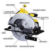 Stanley SC16 1600W 190mm circular saw 5500 RPM for timber cutting, carpentry, furniture, construction and professional woodworking applications