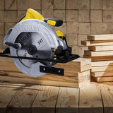 Stanley SC16 1600W 190mm circular saw 5500 RPM for timber cutting, carpentry, furniture, construction and professional woodworking applications
