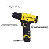 Stanley SCH10D2K 12V cordless hammer drill for wood, metal, masonry drilling, screwdriving, installation and workshop applications