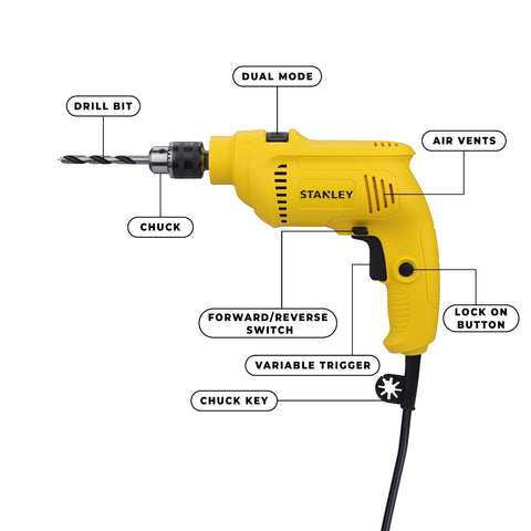 STANLEY SDH550 10mm 550W hammer drill for wood metal masonry and construction