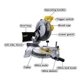 Stanley SM16 10 inch 1650W compound mitre saw with 254mm blade and LED shadow cut line for carpentry furniture and construction