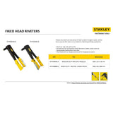 Stanley STHT-69646 medium-duty hand riveter with 3 interchangeable nozzles for steel and aluminium rivets, sheet metal and fabrication
