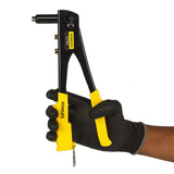 Stanley STHT-69646 medium-duty hand riveter with 3 interchangeable nozzles for steel and aluminium rivets, sheet metal and fabrication