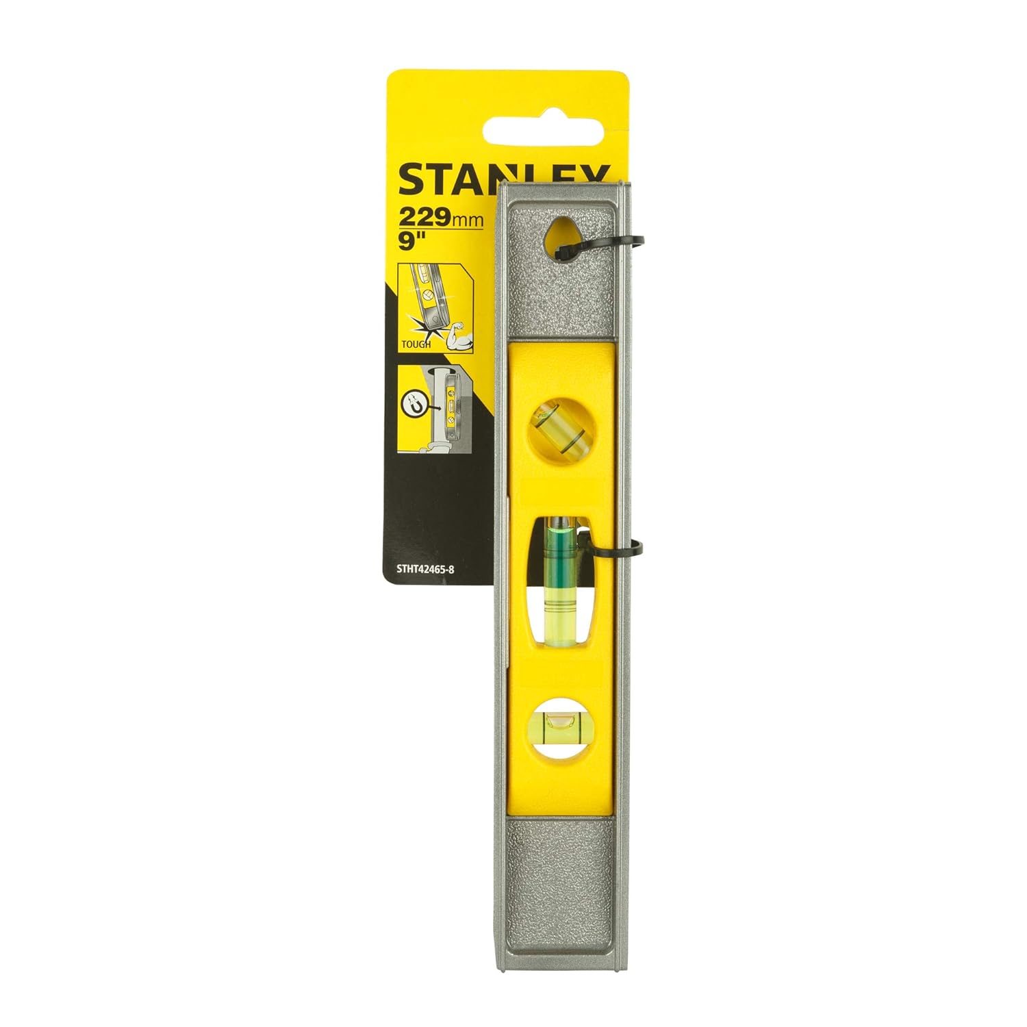 Stanley STHT42465-812 9 inch die cast magnetic torpedo level with pipe V-groove for construction plumbing electrical and carpentry
