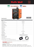 Ralli Wolf RT20P TIG200P pulse DC inverter welding machine. TIG & MMA function, digital meter, 2T/4T, pulse control. Ideal for precision welding.