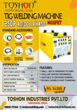 Toshon TIG 250P AC/DC MOSFET  Single Phase AC/DC TIG & MMA Inverter Welding Machine