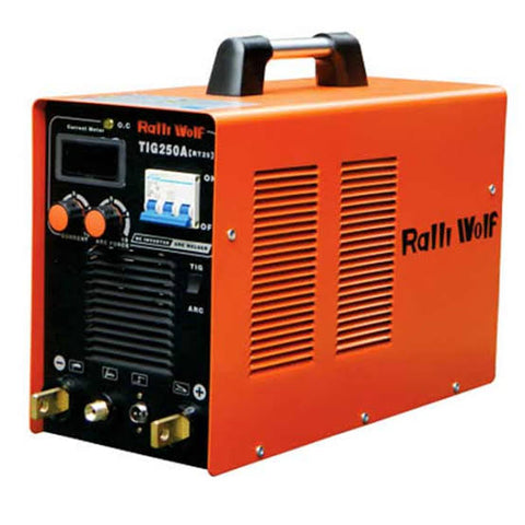 Ralli Wolf RT25 TIG250A DC inverter welding machine. TIG & MMA function, 3 phase, lightweight, high frequency ignition.
