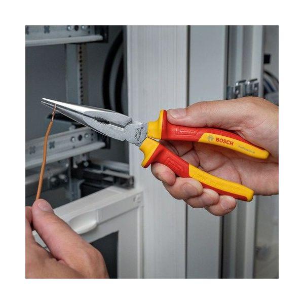 Bosch VDE Long Nose Pliers Straight, 200 mm Professional (1 600 A02 NE3)