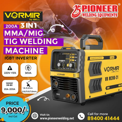 VORMIR by iBELL VR M200-21 3-in-1 Welding Machine | 200A MMA/MIG/TIG IGBT Inverter