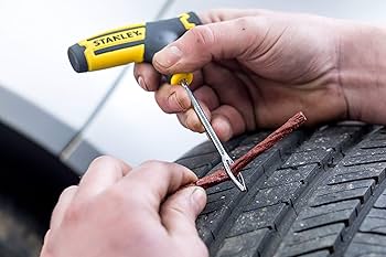 Stanley STHT80891-0 7-piece tubeless tyre puncture repair kit for cars motorcycles roadside emergency and garage maintenance