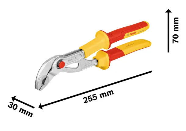 Bosch VDE Water Pump Pliers, 250 mm Professional (1 600 A02 NE5)