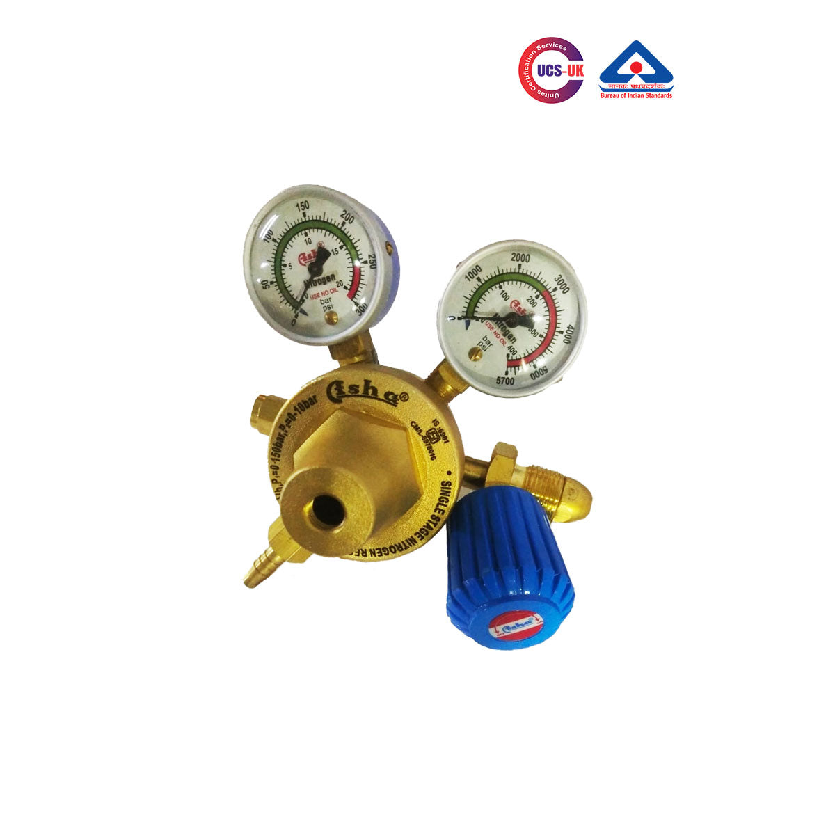 ASHA Single Stage Double Meter Nitrogen Regulator – Heavy Duty