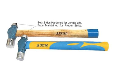 Metro Ball Pein Hammer – Hardened Faces, Wooden & Fibre Handle, 100g to 800g