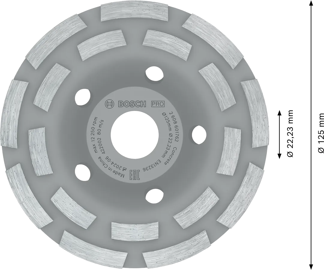 Bosch Professional PRO Multi Material Grinding Head, 2.5 × 100 × 22.23 mm