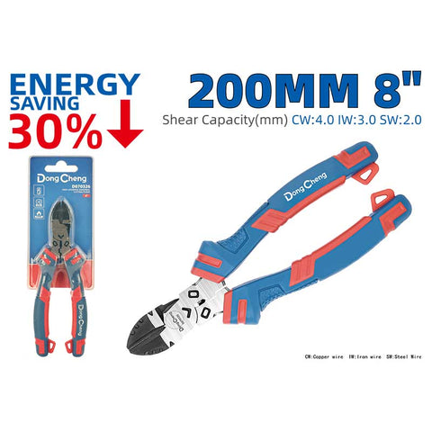 DongCheng D070328 8-Inch / 200mm Heavy-Duty High Leverage Diagonal Cutting Pliers (30% Energy Saving)