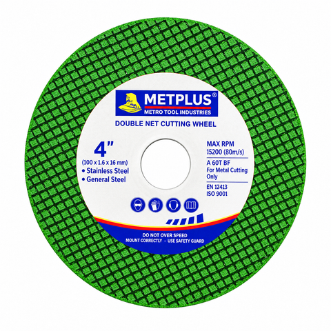 METPLUS Double Net Cutting Wheel – Abrasive Cutting Disc for Stainless Steel, General Steel & Metal Cutting