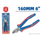 DongCheng Diagonal Cutting Pliers 6 Inch / 160mm, 62 HRC, Copper/Iron/Steel Wire Cutting Pliers with Two-Color Handle