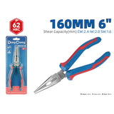 DONGCHENG Long Nose Pliers 6 Inch (160 mm) – 62 HRC High Hardness Needle Nose Pliers with Two-Color Handle