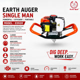 Ralli Wolf ED520 52CC single man earth auger 1.45kW for agricultural soil drilling