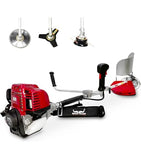 alli Wolf RBC-4S (BP) 4-stroke backpack brush cutter — 35.8cc, 0.85kW. Runs on plain petrol, no fuel mixing. 3 blades included. Buy online in India.