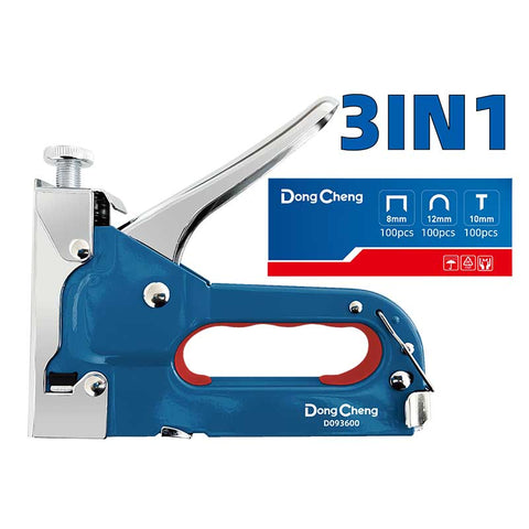 DongCheng HD093600 3-in-1 Heavy-Duty Manual Staple Gun with Adjustable Driving Force (Staples, U-Staples & Brad Nails)