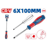 DongCheng HD090900 6 x 100mm Strike-Through Hex Shank Slotted Impact Screwdriver (CR-V Steel)