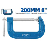 DongCheng HD071008 8-Inch / 200mm Extra-Capacity Malleable Cast Iron G-Clamp (T-Shaped Thread)