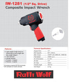 Ralli Wolf IW-1281 composite impact wrench — 1/2" drive, 1000 ft-lb torque, twin hammer. High torque, low fatigue design