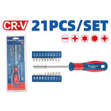 DongCheng HD090690 21-Piece Chrome Vanadium (CR-V) Screwdriver Bit Set with Magnetic Bit Holder