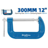 DongCheng HD071012 12-Inch / 300mm Maximum-Capacity Industrial Malleable Cast Iron G-Clamp (T-Shaped Thread)