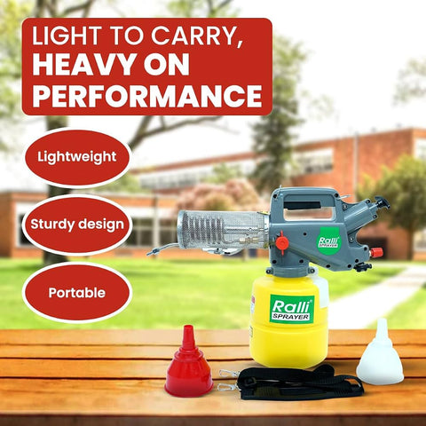 Ralli Wolf RF01 Mini portable thermal fogger — 2L tank, butane gas, 5-30 micron fogging. Ideal for mosquito, dengue & malaria control.