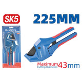 DongCheng HD113043 225mm Heavy-Duty Ratcheting PVC Pipe Cutter with Rubber Grips (3–43mm, SK5 Blade)