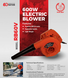 Ralli Wolf RB60V 600W variable speed electric blower for workshop, garage and industrial cleaning