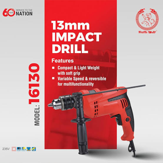 Ralli Wolf 16130 13mm 600W 2650 RPM variable reversible impact drill for masonry and rotary drilling