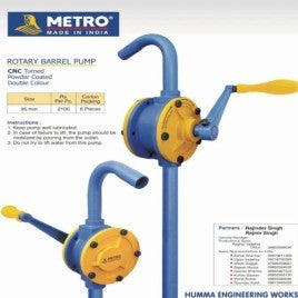 Metro Rotary Barrel Pump — CNC turned, powder coated, 95mm. Hand-operated pump for oil & lubricant transfer