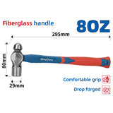 DongCheng HD100100 8 OZ / 220g Drop-Forged 45# Carbon Steel Ball Pein Hammer with Fiberglass Handle