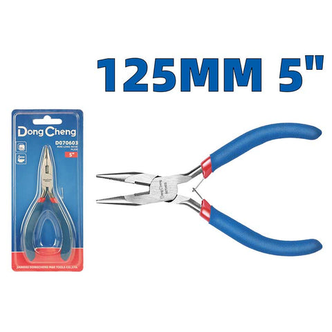 DongCheng HD070603 5-Inch / 125mm Precision Mini Long Nose Plier with Spring Action