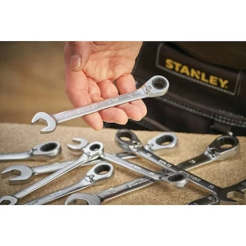 Stanley FATMAX Combination Ratcheting Spanner | 8–19mm | Metric Combination Ratchet Wrench for Automotive, Mechanical & Workshop Applications