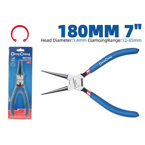 DongCheng HD071402 7-Inch / 180mm Straight Tip Internal Circlip Plier (Snap Ring Plier, 1.8mm Tip)