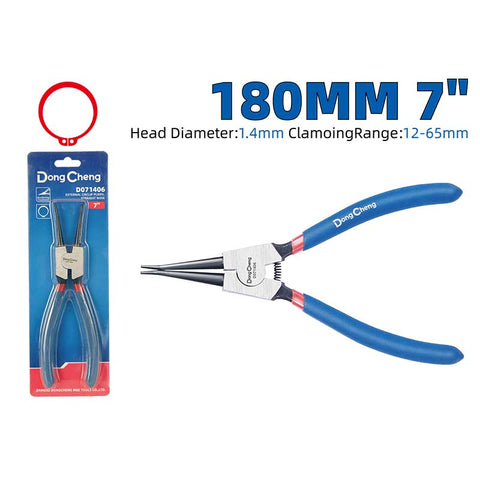 DongCheng HD071406 7-Inch / 180mm Straight Tip External Circlip Plier (Snap Ring Plier, 1.8mm Tip)